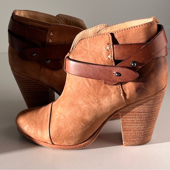 Rag & Bone Harrow Ankle Boots Camel Suede Nubuck Leather Size 7/37 Bohemian Moto - Picture 15 of 16